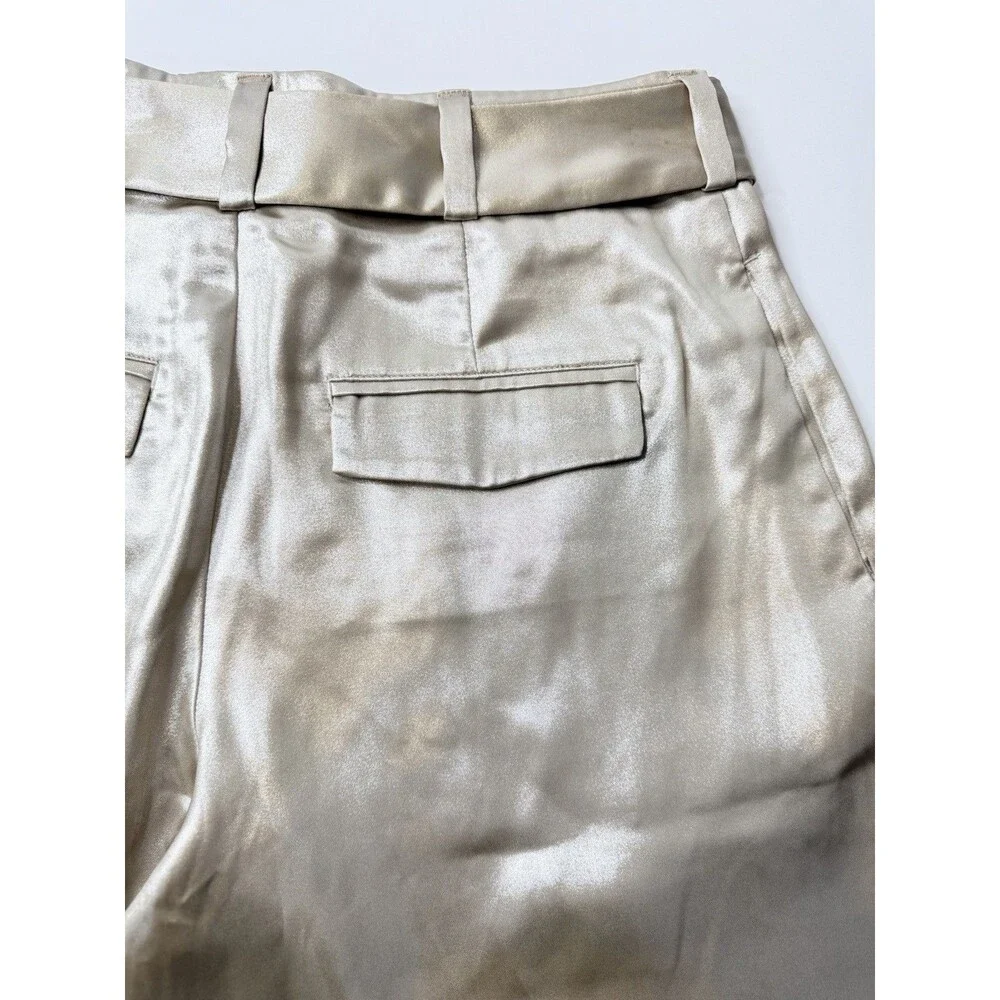 NWT Anthropologie Liquid Shine Bermuda Shorts Womens 6 Metallic Gold High Rise - Picture 8 of 11